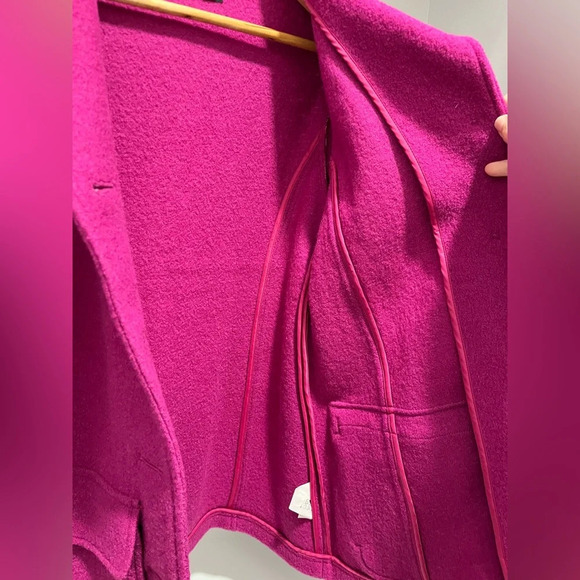 LL Bean Fuschia Bellandi 100% Wool buttoned  Barn Chore Coat XS - Picture 10 of 12